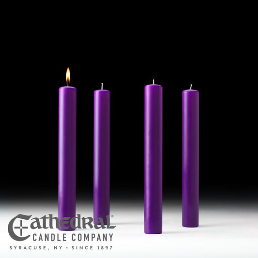 Advent Candle-4 Purple (1 1/2" x 12")-51% Beeswax/APE (Pack Of 4)