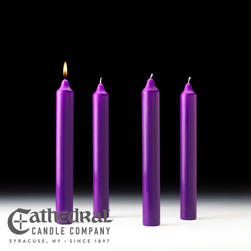 Advent Candle-4 Purple (1 1/2" x 12")-Stearine/PE (Pack Of 4)