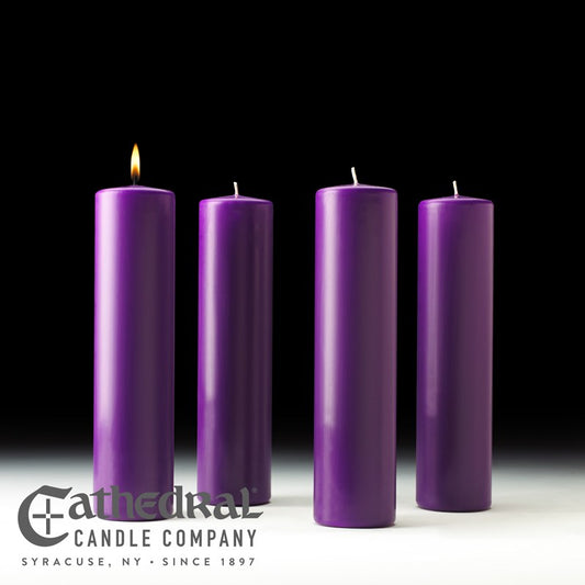 Advent Pillar Candle-4 Purple (3" x 12")-Stearine/SHE (Pack Of 4)