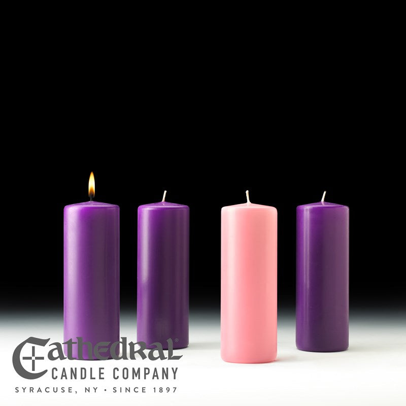 Advent Pillar Candle-3 Purple/1 Rose (3" x 8")-Stearine/SHE (Pack Of 4)