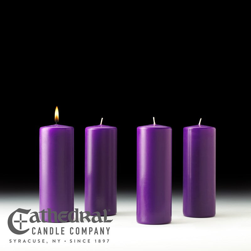 Advent Pillar Candle-4 Purple (3" x 8")-Stearine/SHE (Pack Of 4)