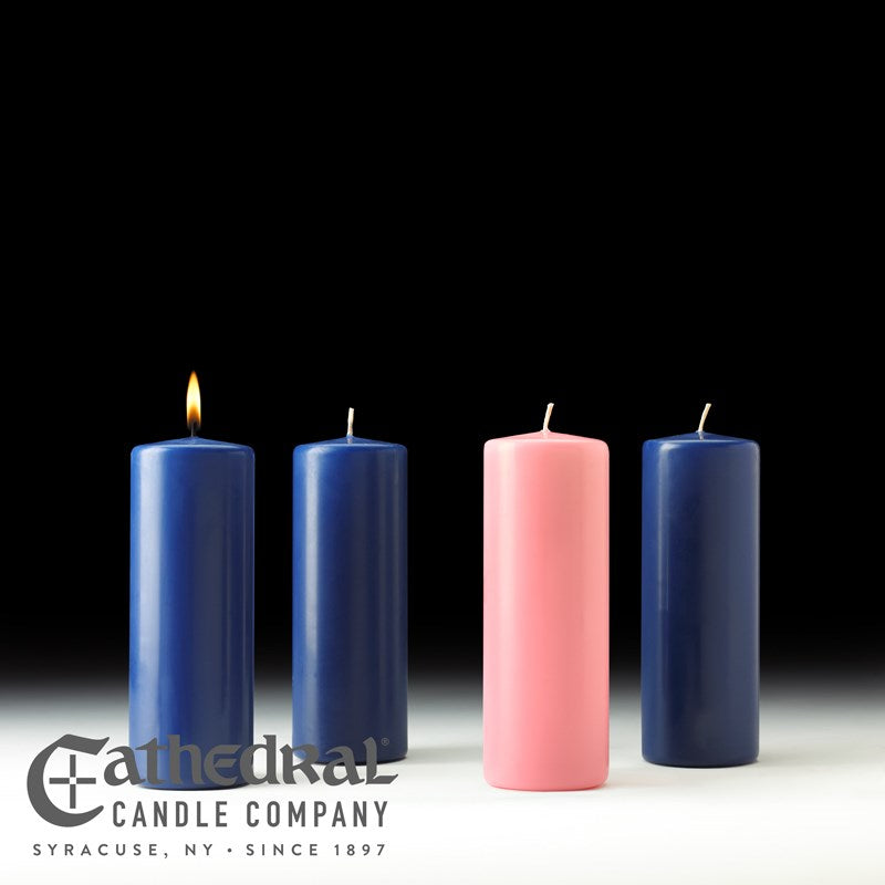 Advent Pillar Candle-3 Sarum/1 Rose (3" x 8")-Stearine/SHE (Pack Of 4)