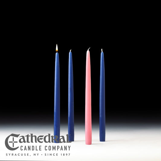 Advent Tapers-3 Blue/1 Rose (12") (Pack Of 4)