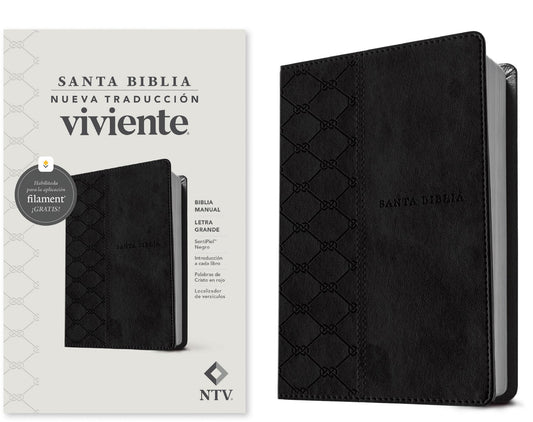 NTV Biblia Manual Letra Grande con Filament (NLT Handy Size Large Print  Filament-Enabled)-Black LeatherLike