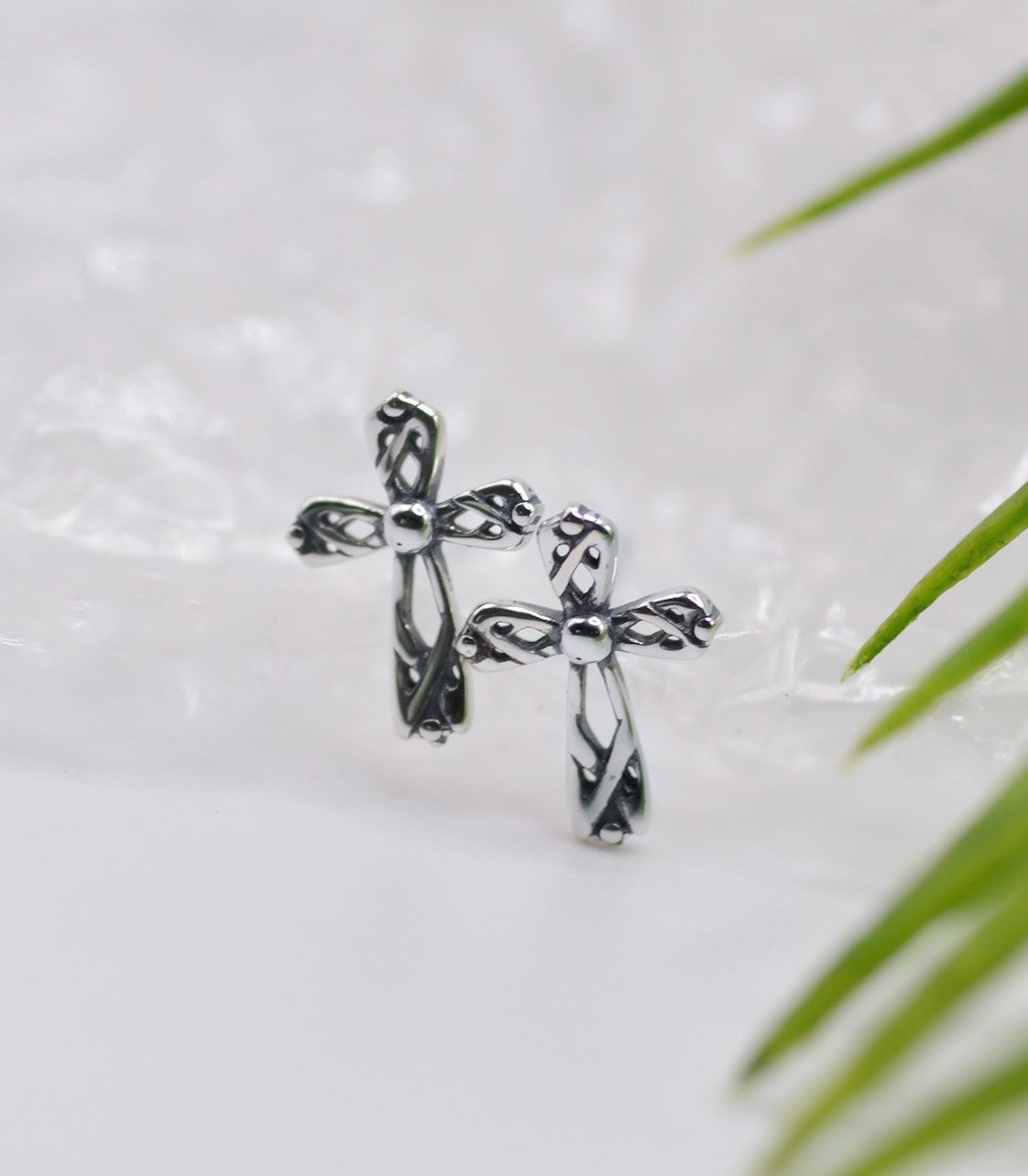 Earrings-Eden Merry-Stud-Celtic Cross-Silver