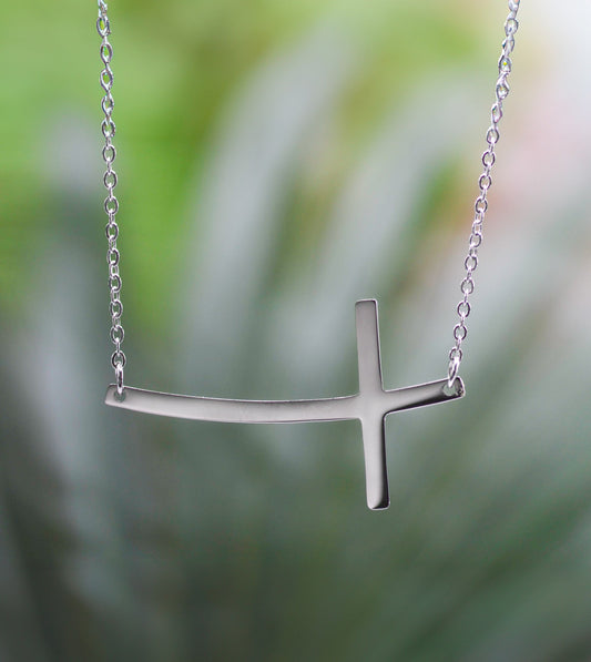 Necklace-Eden Merry-Angled-Cross-Stainless Steel