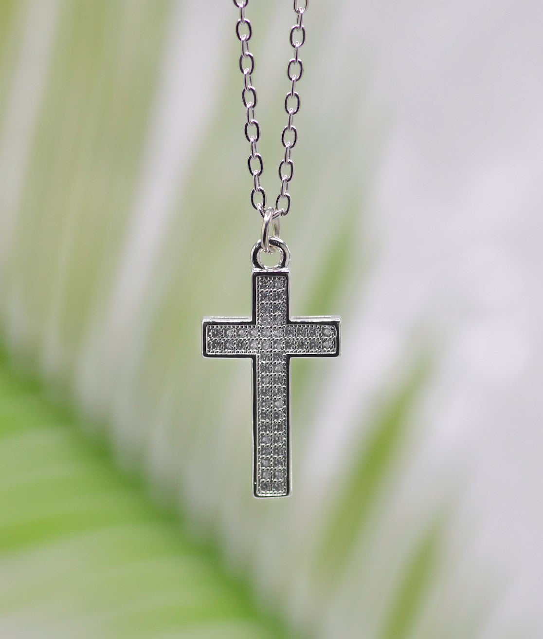 Necklace-Eden Merry-Crystal-Cross-Silver