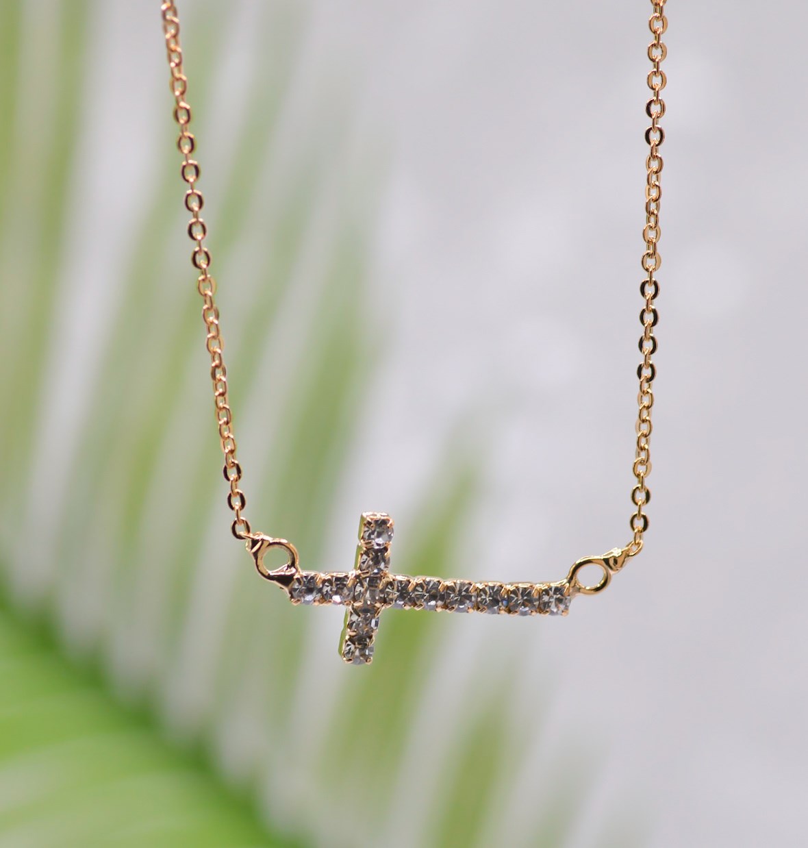 Necklace-Eden Merry-Sideways Cross-Gold