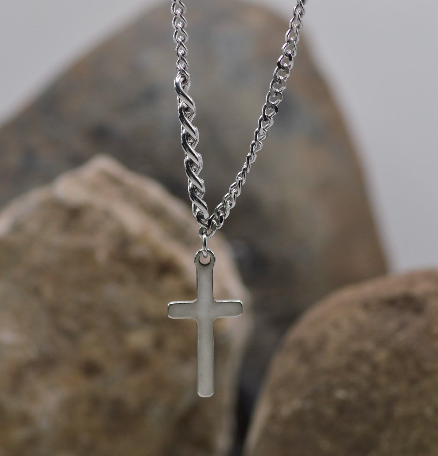 Necklace-Eden Merry-Cross-Silver/Stainless Steel