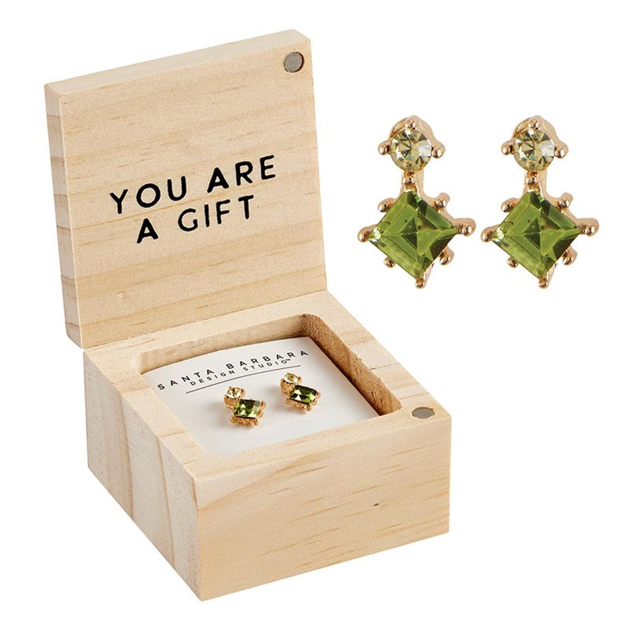 Earrings-You Are A Gift/Drop Emeralds In Box