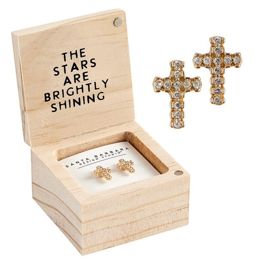 Earrings-O Holy Night/Cross Studs In Box