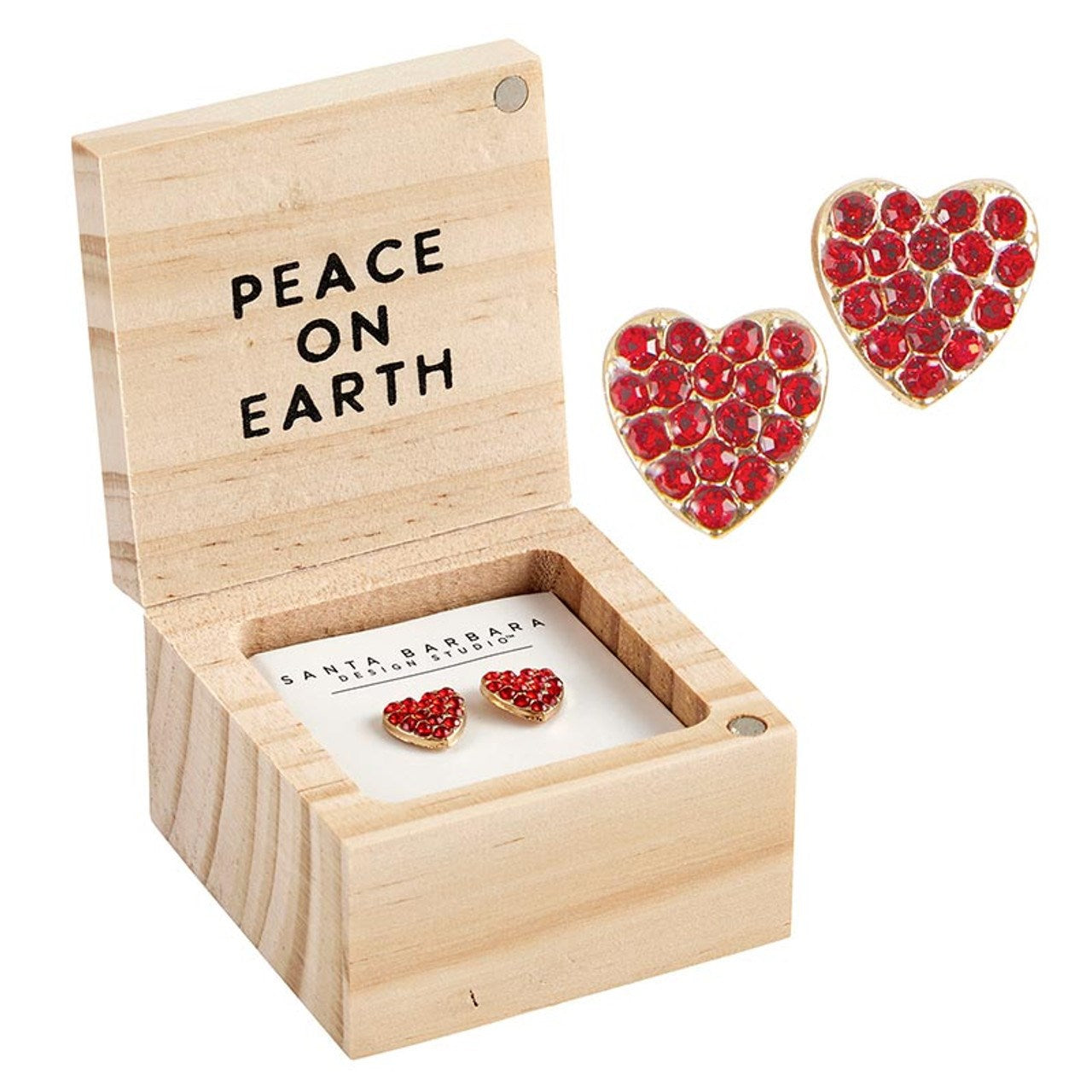 Earrings-Peace On Earth/Heart Studs In Box