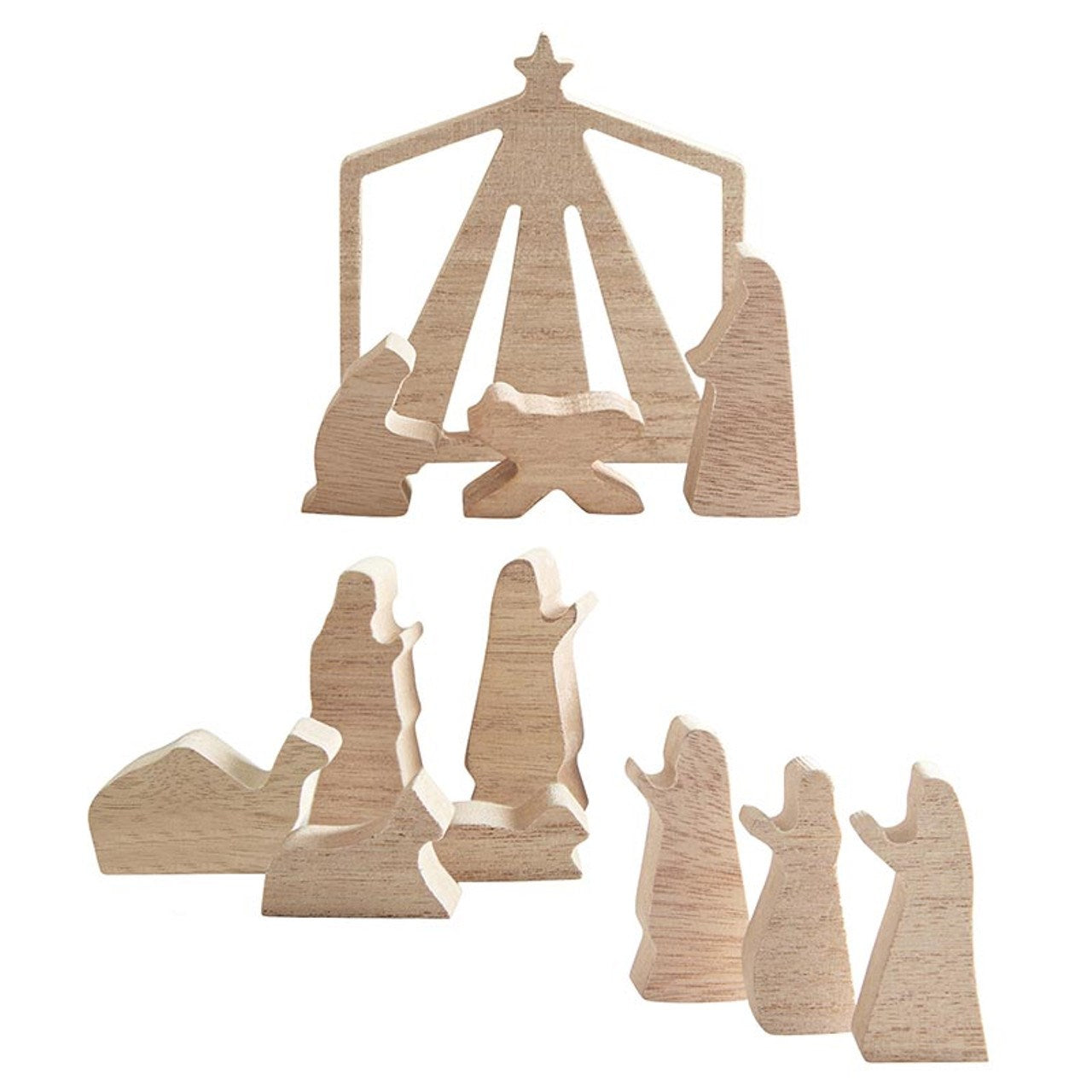 Nativity Set-Wooden (Set Of 12) (3.5"H)