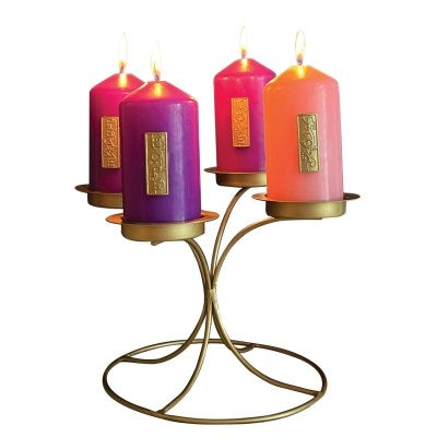 Advent Candle Holder-Contemporary w/Candles Set (8.5" x 6" x 6.75")