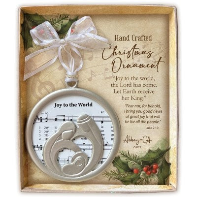 Ornament-Holy Family w/Joy To The World Music-Gift Boxed (3.5")