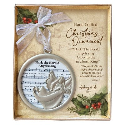 Ornament-Angel w/Hark The Herald Music-Gift Boxed (3.5")