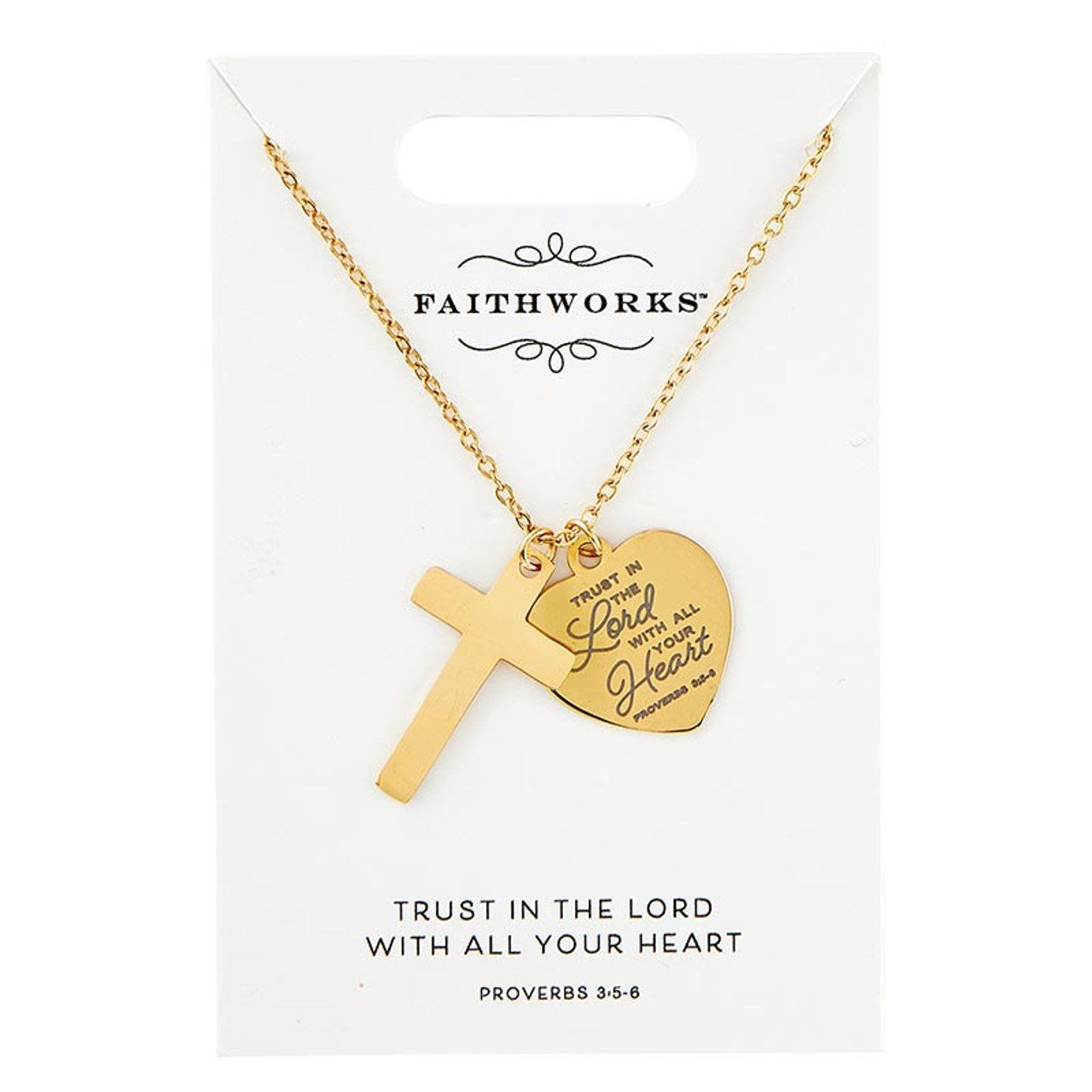 Necklace-Trust In The Lord...-Gold Plated (Prov. 3:5-6) (15" w/ 2" Extender)