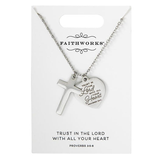 Necklace-Trust In The Lord...-Silver Plated (Prov. 3:5-6) (15" w/ 2" Extender)