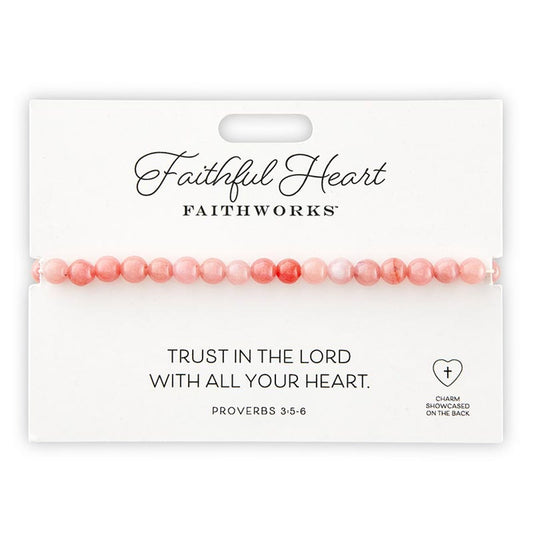 Bracelet-Trust In The Lord...-Pink Stone (Prov. 3:5-6) (7" Adjustable)