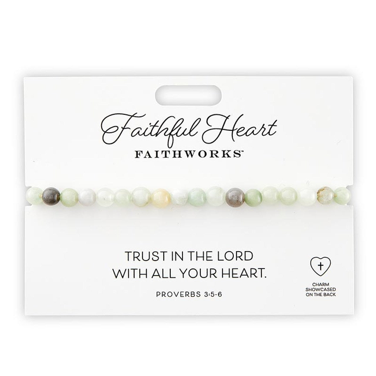 Bracelet-Trust In The Lord...-Green Stone (Prov. 3:5-6) (7" Adjustable)