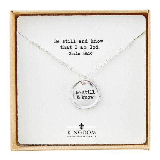 Necklace-Sealed In Faith Pendant-Be Still (18" w/ 2" Extender)