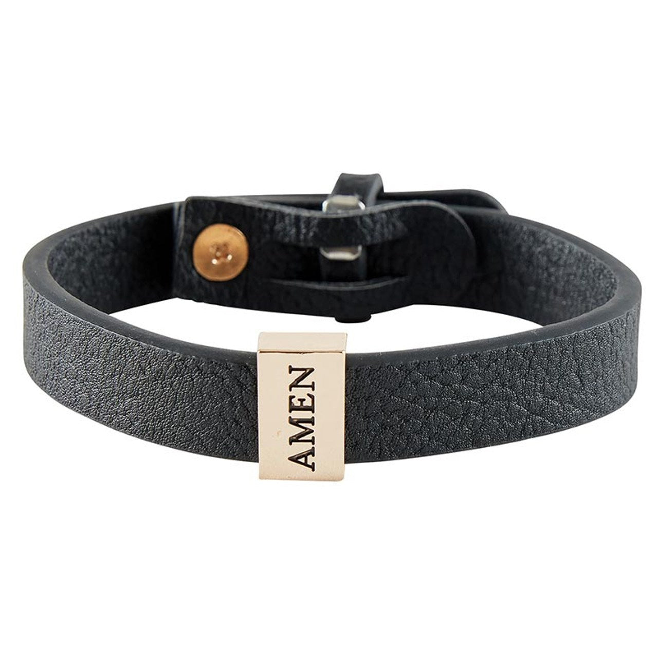 Bracelet-Faux Leather-Amen (8" Adjustable)