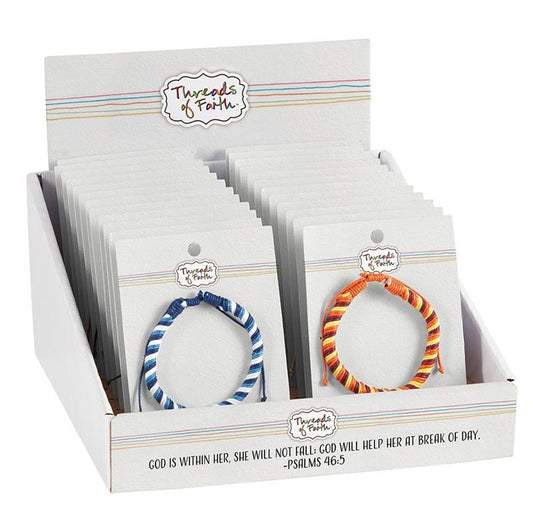 Bracelet-Thread Of Faith-Woven Cross Filled Display (8") (12 Asst) (24 Pcs)