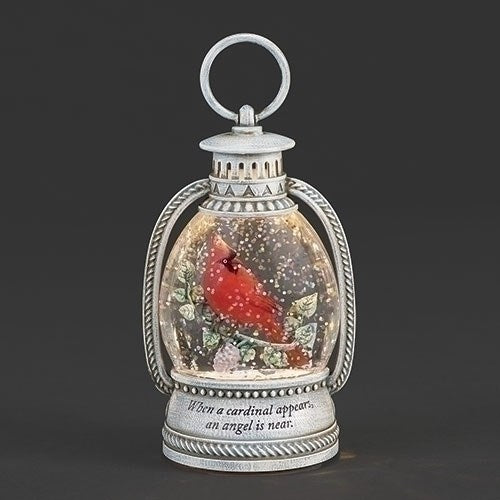 Lantern-LED-Shimmer-When A Cardinal Appears... Pewter (6"H)