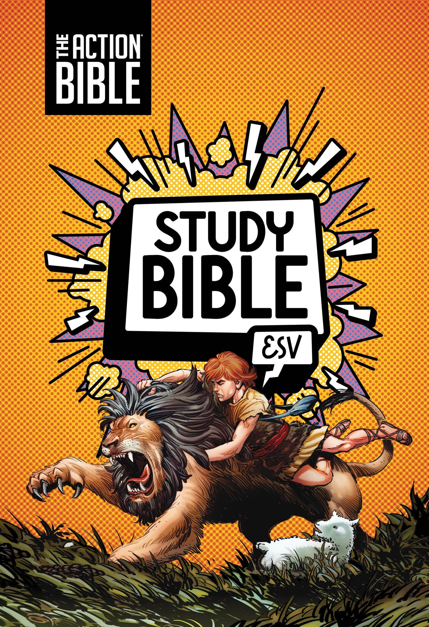 ESV The Action Bible Study Bible (Full Color)-Orange Leathersoft