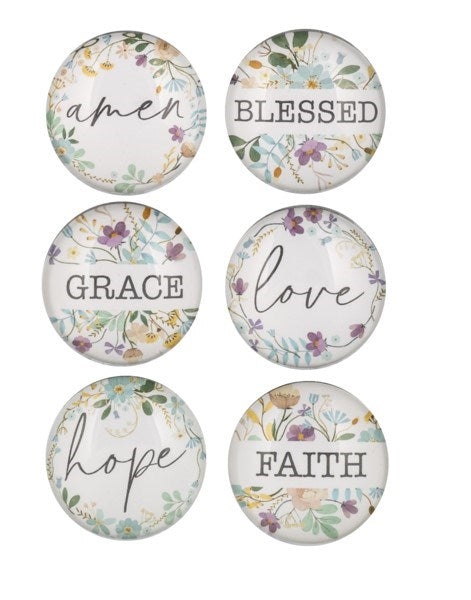 Magnet-Faith & Flowers (Set Of 6)