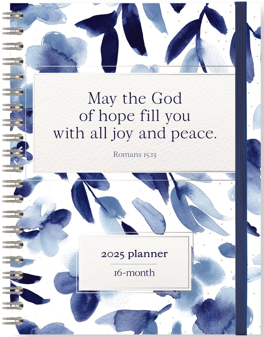 Planner-May The God Of Hope Fill You-16 Month (2025)-Blue Floral (CBA Indies Exclusive)