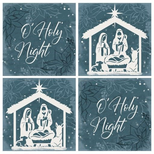 Square House Coasters-Christmas Manger (Set Of 4) (4")