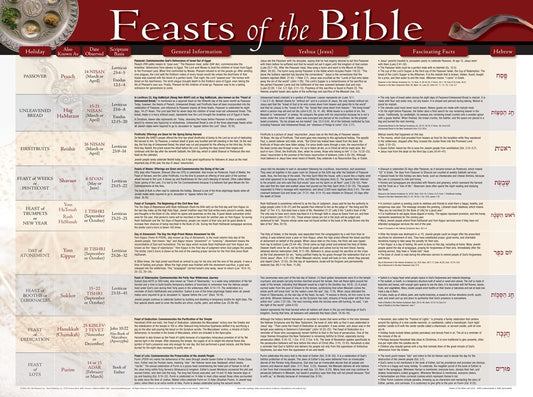 Chart-Feasts Of The Bible Wall (Laminated Sheet) (19" x 26")