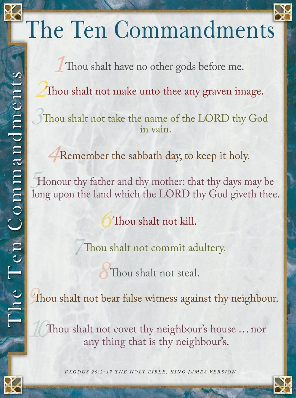 Chart-Ten Commandments Wall-KJV (Laminated Sheet) (19" x 26")