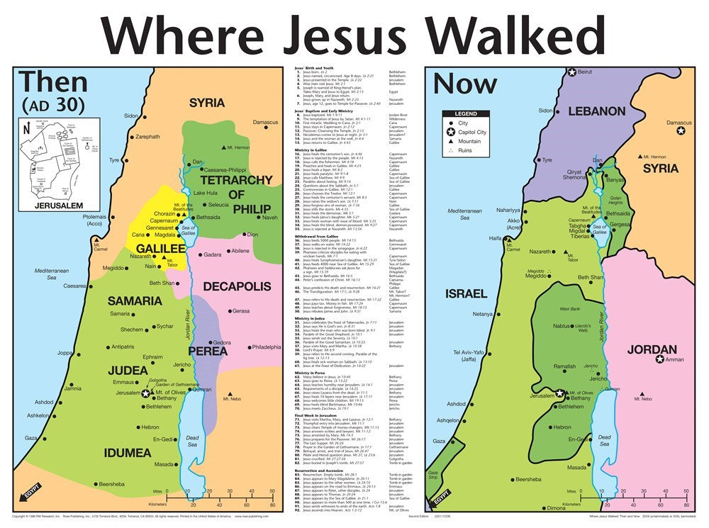 Chart-Where Jesus Walked Wall (Laminated Sheet) (19" x 26")