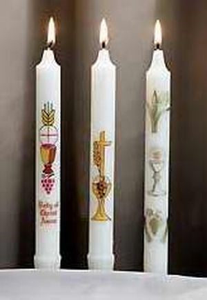 Candle-First Communion "Gold Chalice"-White (9-1/4" x 7/8") (#537)