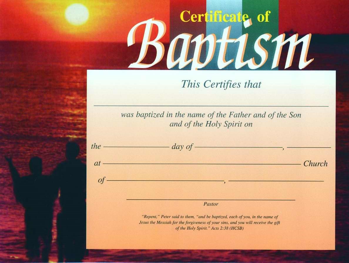 Certificate-Baptism w/Romans 6:3-4 (4 Color Sunset) (8-1/2" x 11") (Pack Of 6)