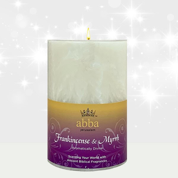 Candle-Frankincense & Myrrh-White 3x4