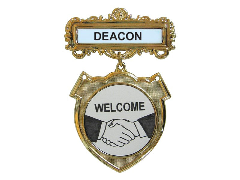 Badge-Deacon Welcome-Pin Back-Shield-Brass