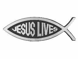 Auto Decal-3D Jesus Lives/Large Fish (Silver) (Pack of 6)