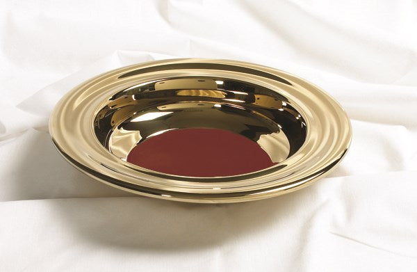 Offering Plate-Brasstone-Stainless Steel w/Red Felt-12"