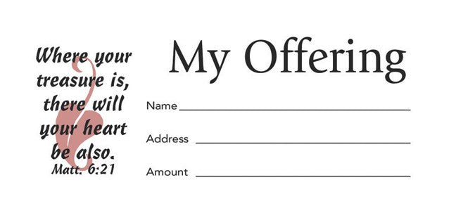 Offering Envelope-My Offering (Matthew 6:21) (Bill-Size)  (Pack Of 100)