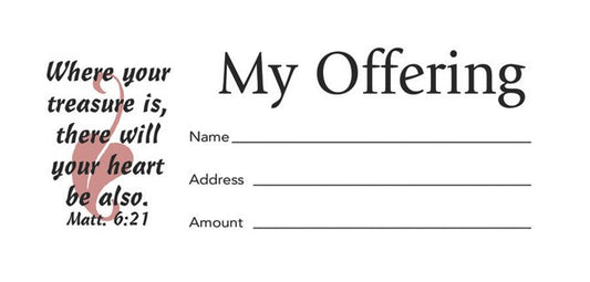 Offering Envelope-My Offering (Matthew 6:21) (Bill-Size)  (Pack Of 100)