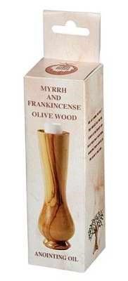 Anointing Oil-Frankincense & Myrrh Olivewood Bottle-1/3 oz (#61151)