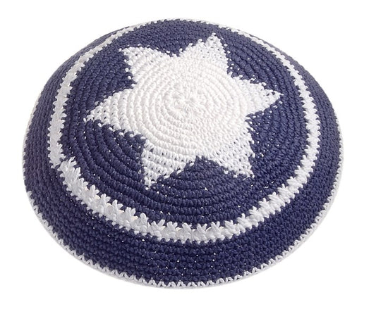 Kippah-Crocheted-Blue W/White Star of David (#33138)