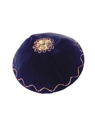 Kippah-Velvet-Navy Blue (#33119)