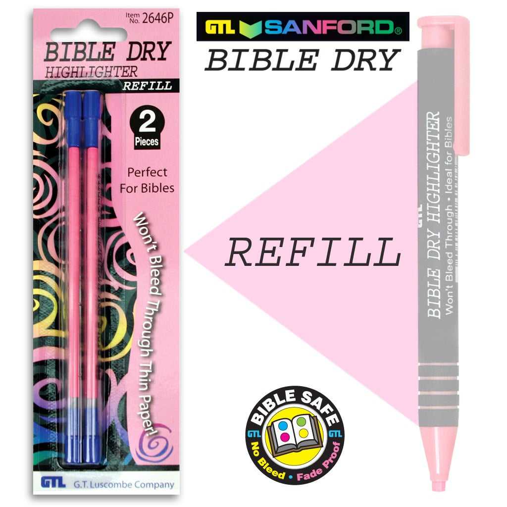 Highlighter-Bible Dry-Pink Refill (Pack Of 2) (Bx/6)