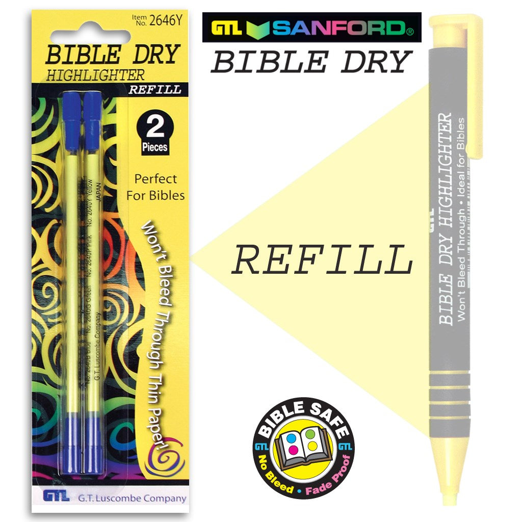 Highlighter-Bible Dry-Yellow Refill (Bx/6)