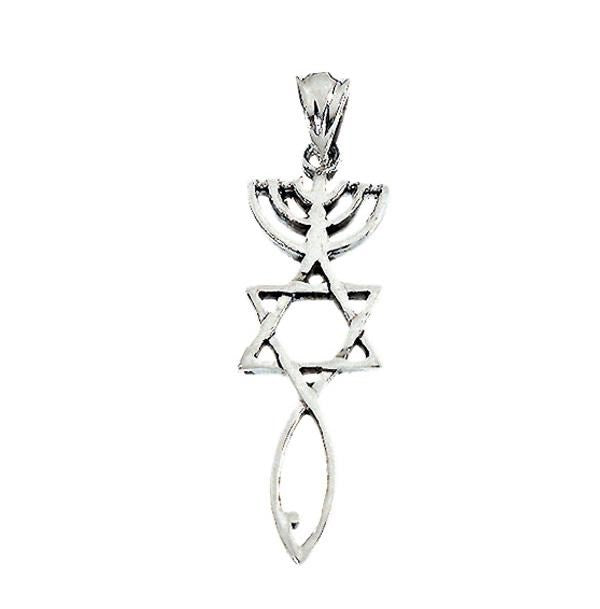 Earring-Messianic Seal Roots Symbol (Sterling Silver) (#9601)