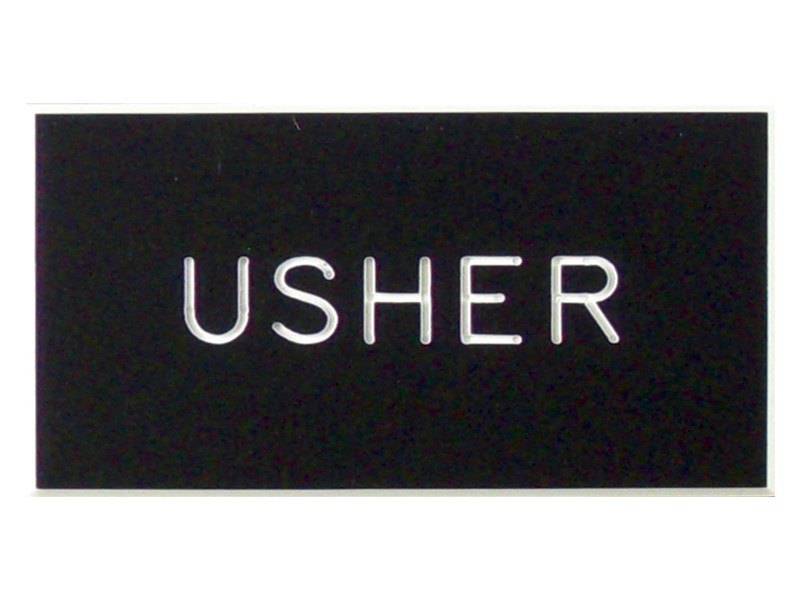 Badge-Usher-Magnetic-Black Plastic (1-1/4 X 2-3/8)